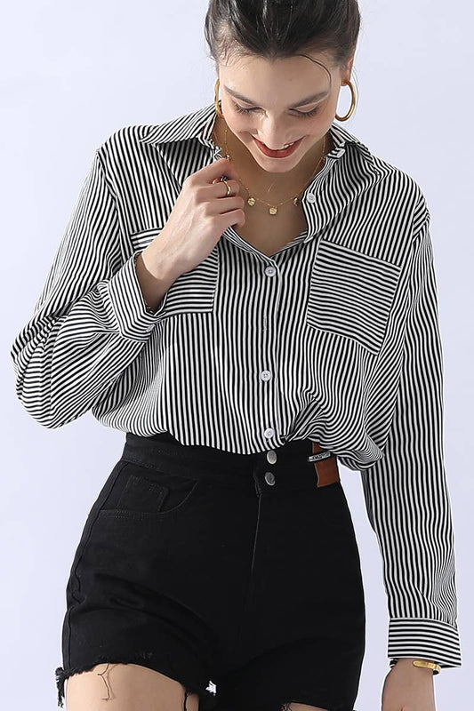 Striped Button Down Blouse