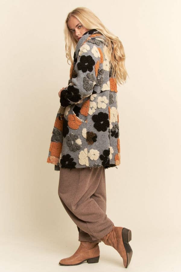 Chunky Flower Embroidered Coat