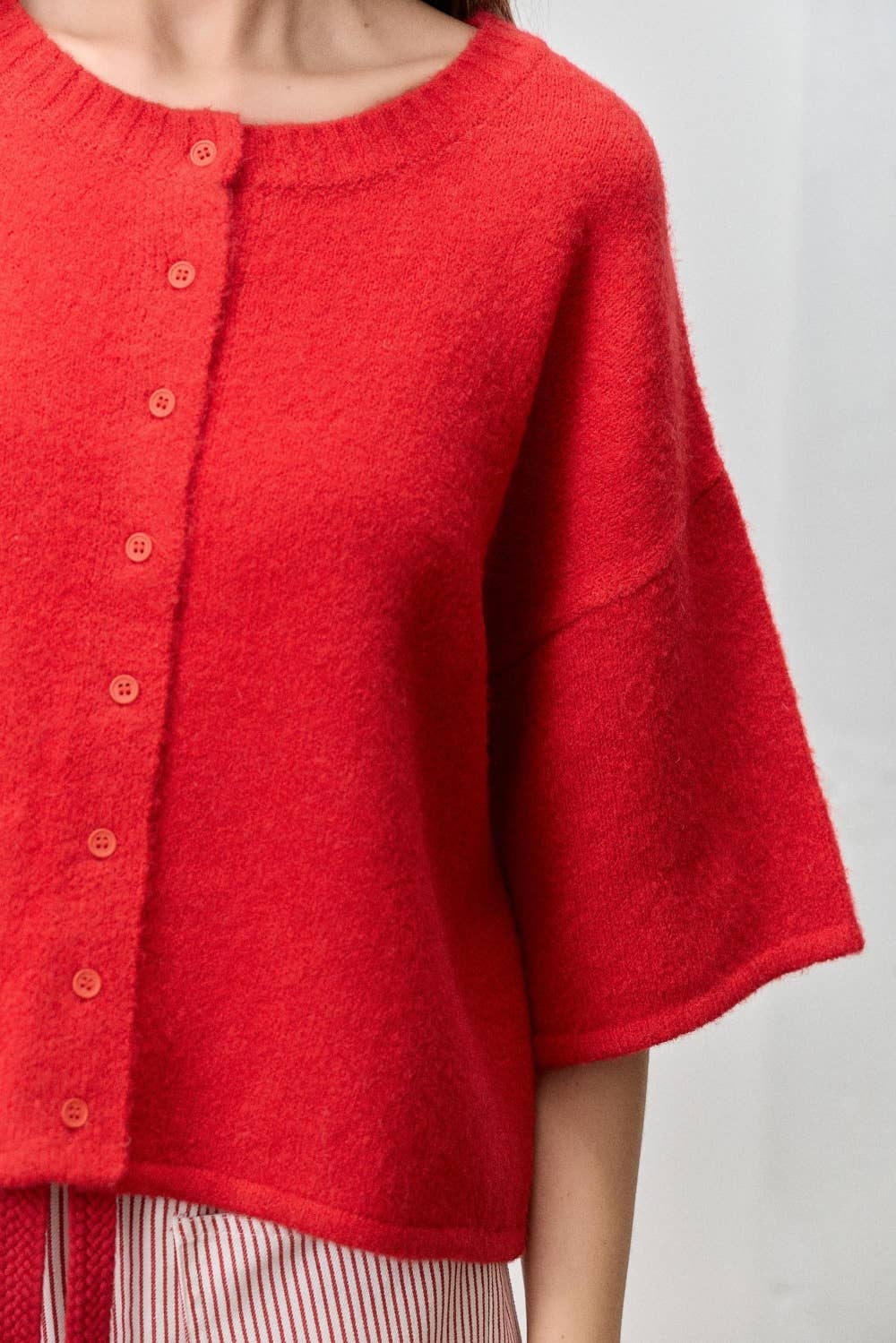 Short Sleeve Knit Cardigan