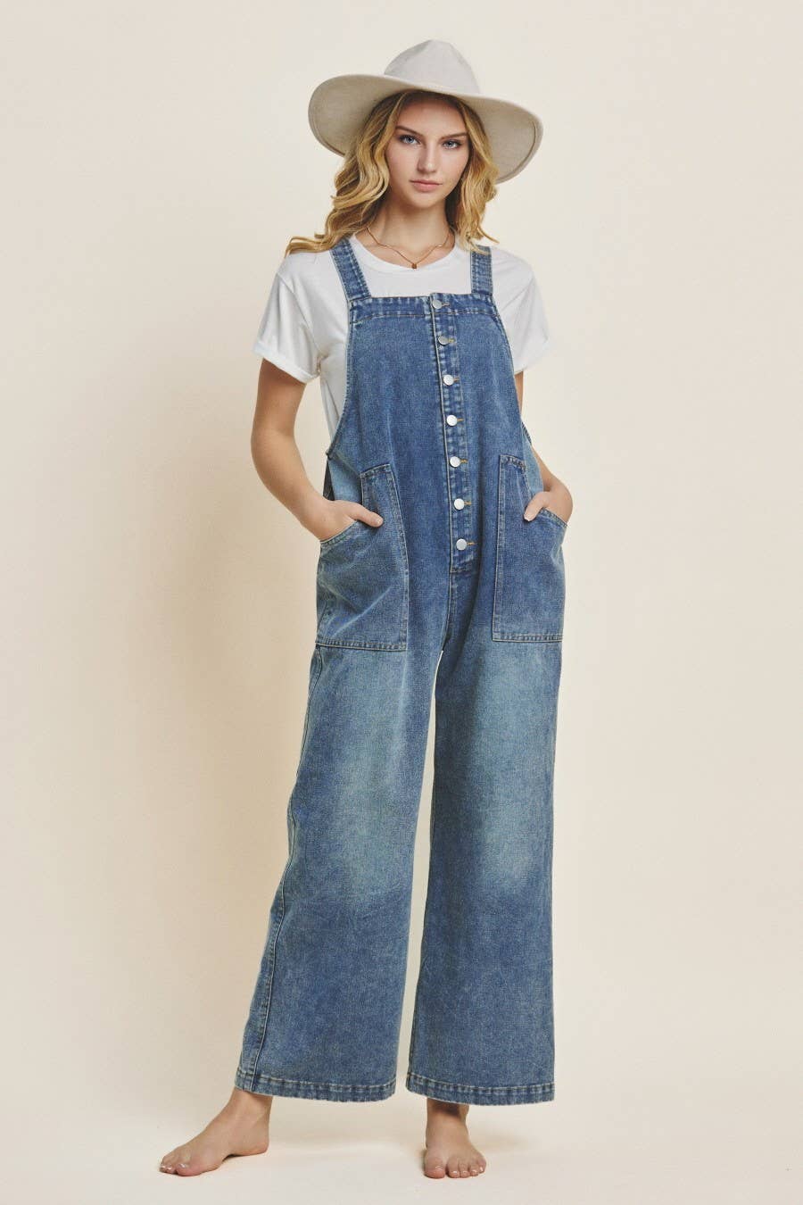 Fried Washed Denim Overall