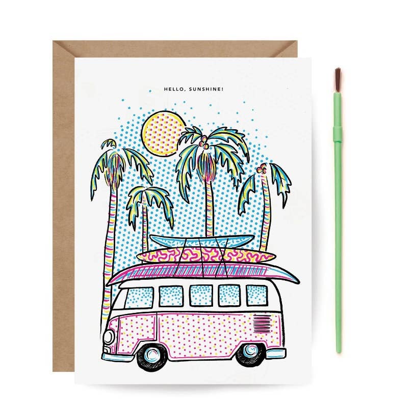 Paint With Water Card | Surfer Van