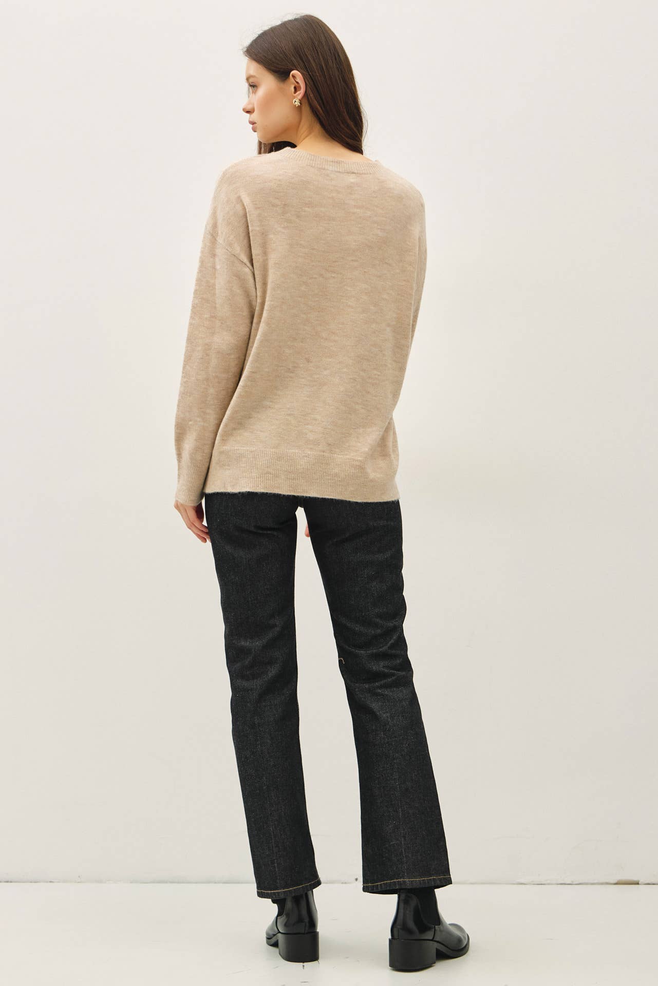 Wool Blend Crewneck Classic Sweater