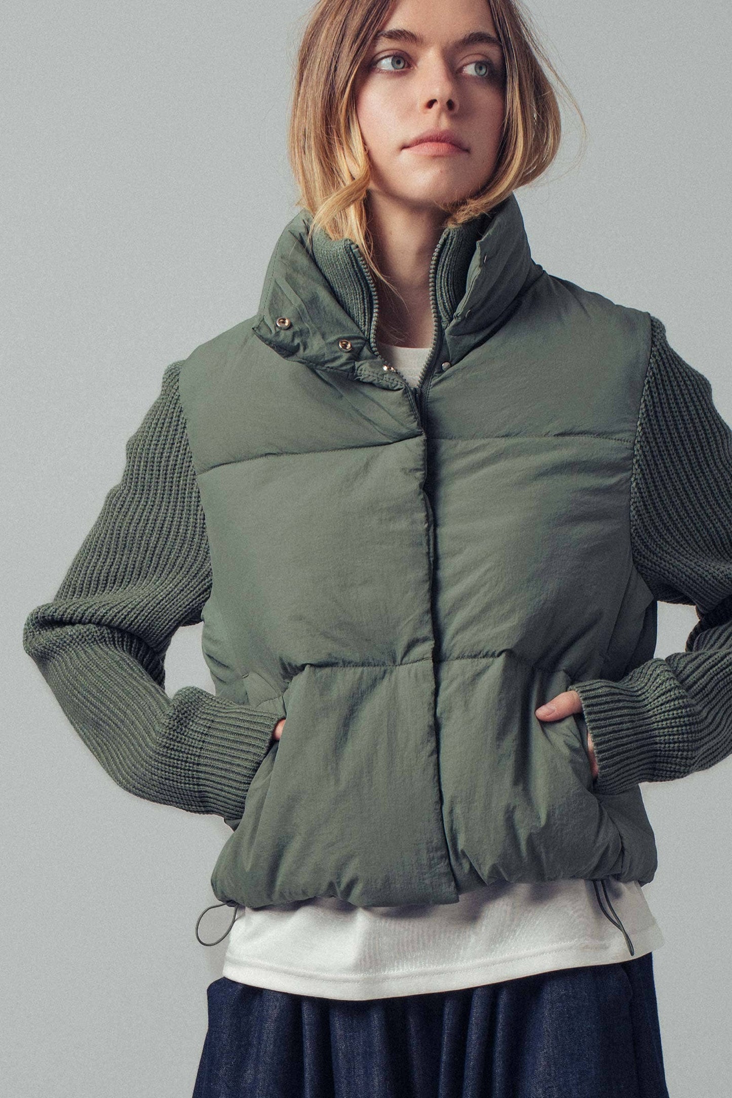 Sweater Sleeves Puffer Jacket