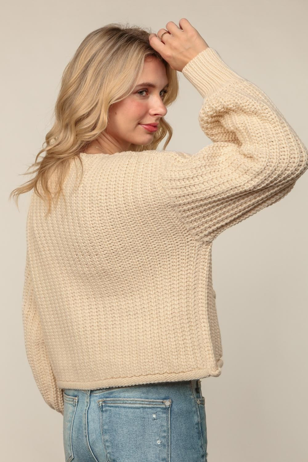 Gold Button Chunky Cardigan
