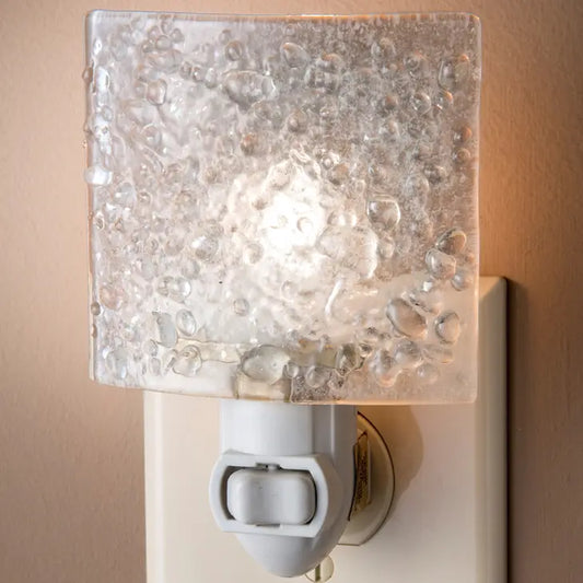 Glass Night Light | Clear Crystal Chips Fused