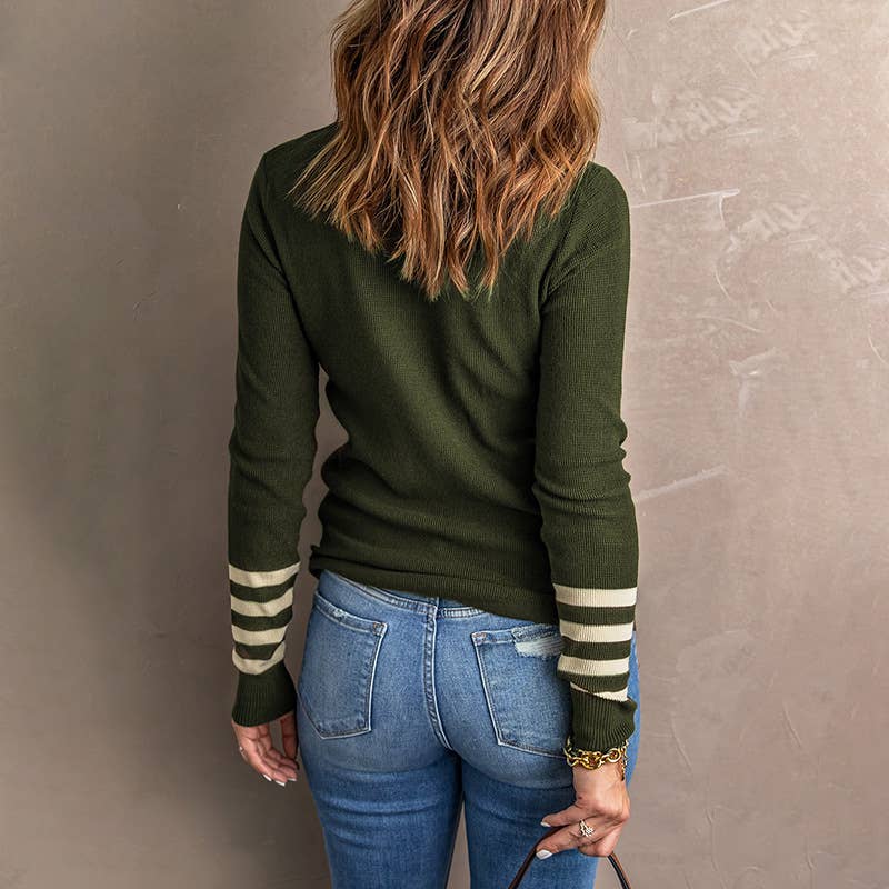 Striped Sleeve Long Sleeve Top