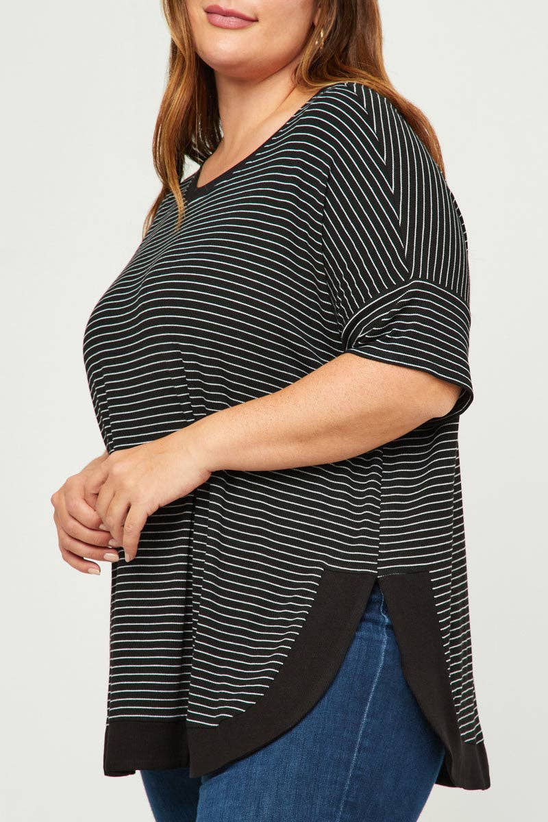 Striped Banded Dolman Top