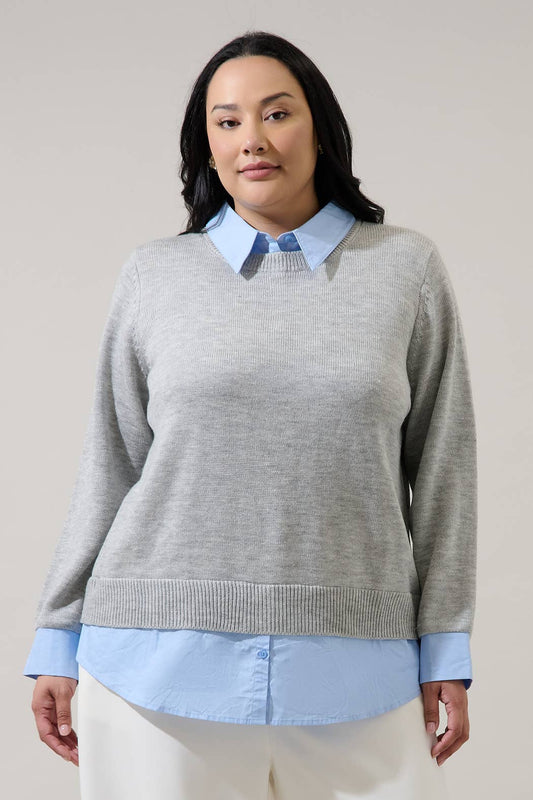 Azira Mix Media Collared Sweater