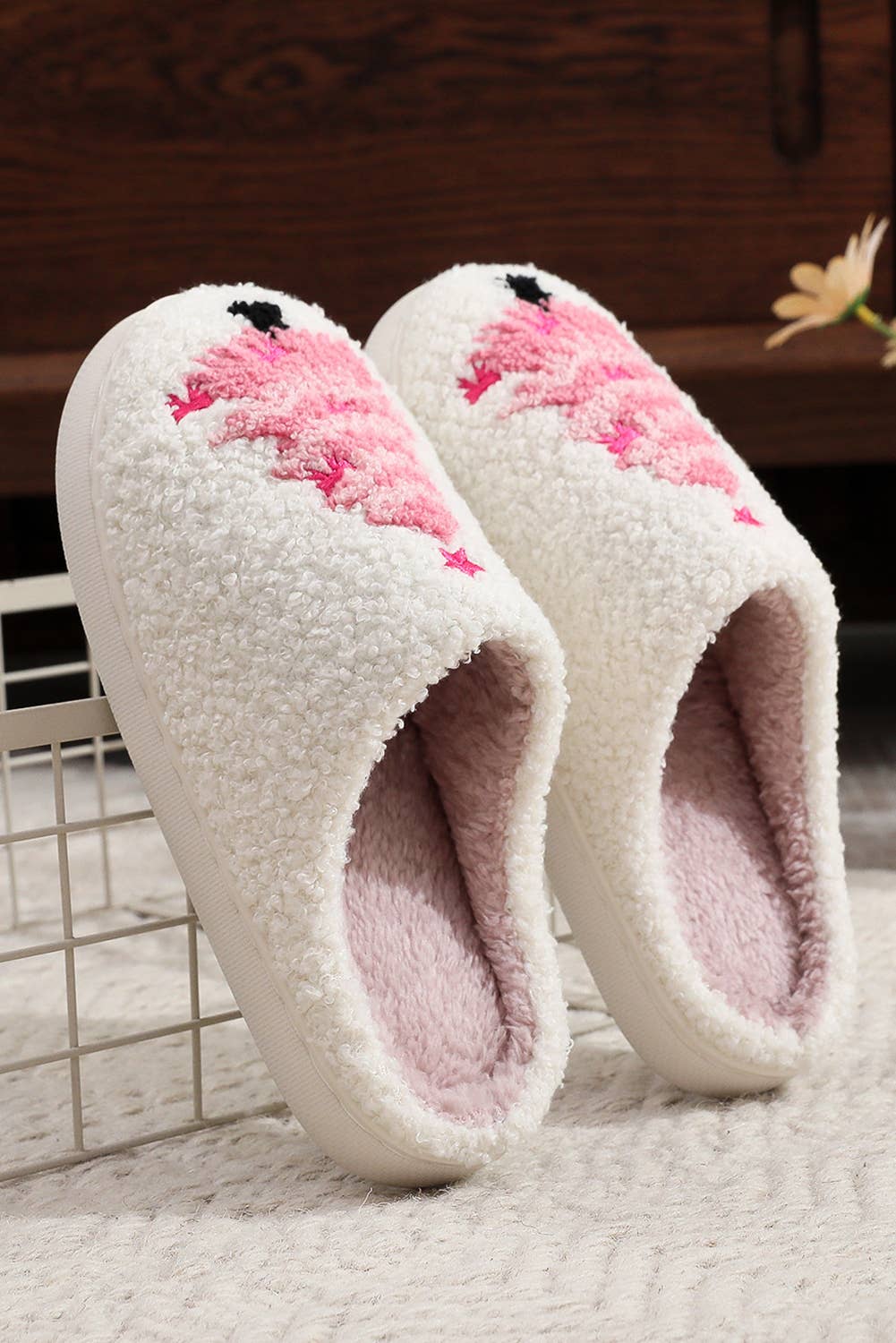 Pink Christmas Slippers