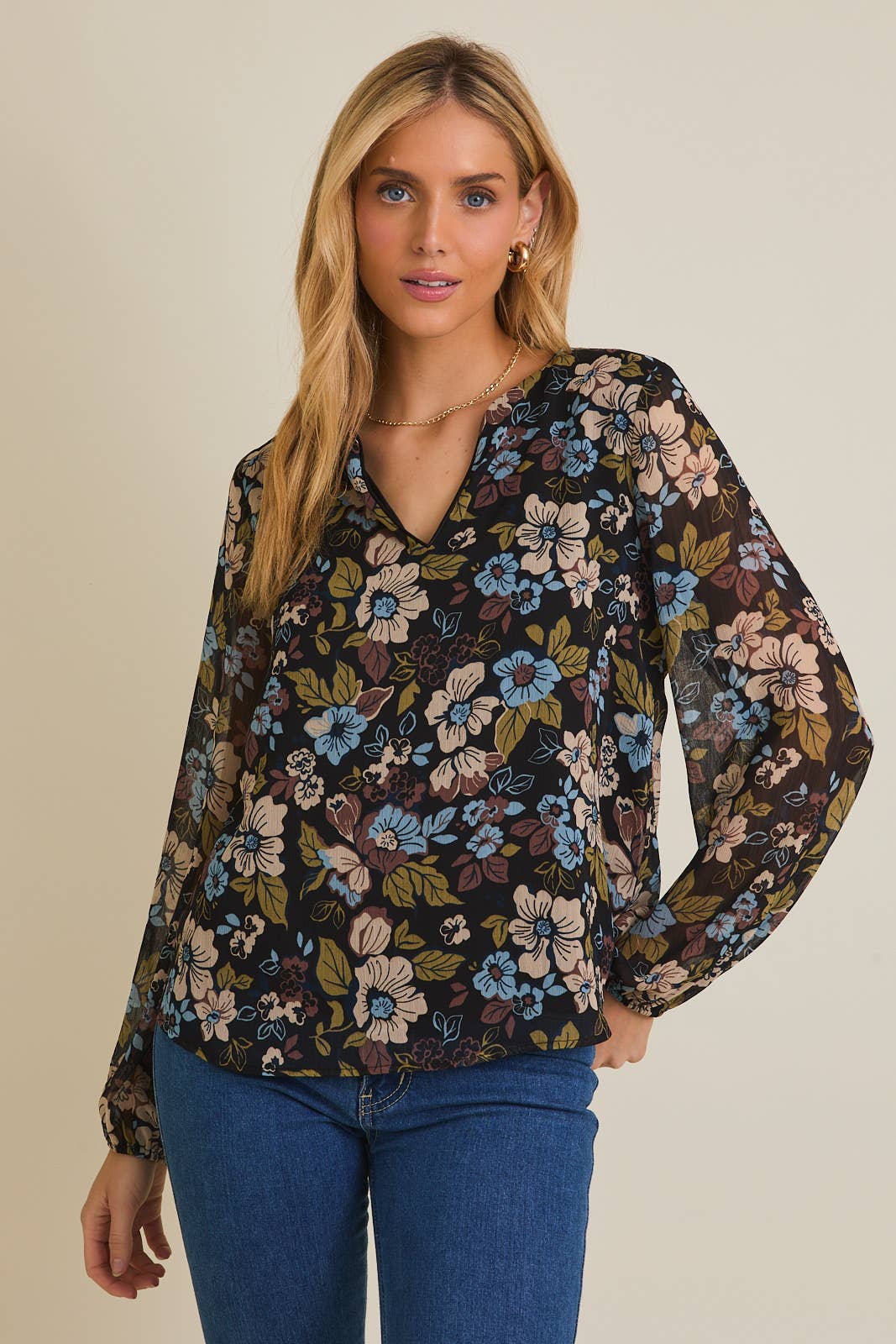 Black Floral Blouse