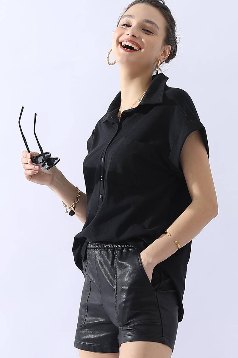 Black Short Sleeve Top