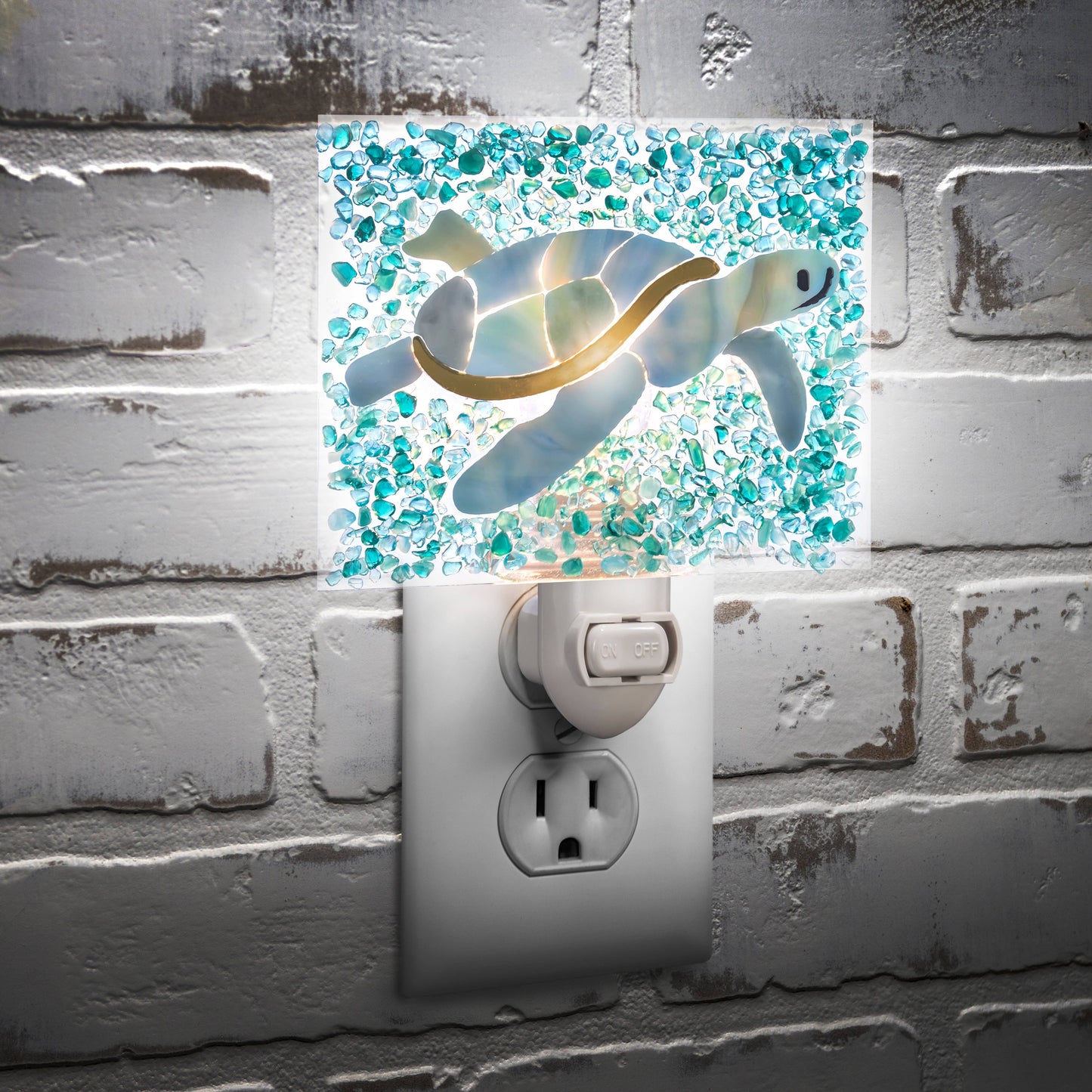 Fused Glass Sea Turtle Night Light