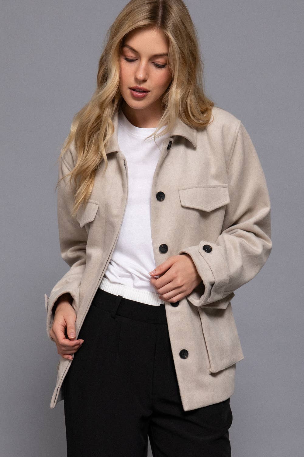 Felt Shacket | Cream