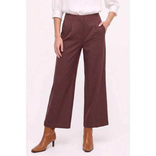 Tailored Wide Leg Flared Pants | Heathered Wine