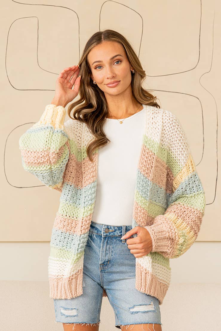 Chunky Cardigan with Balloon Sleeves