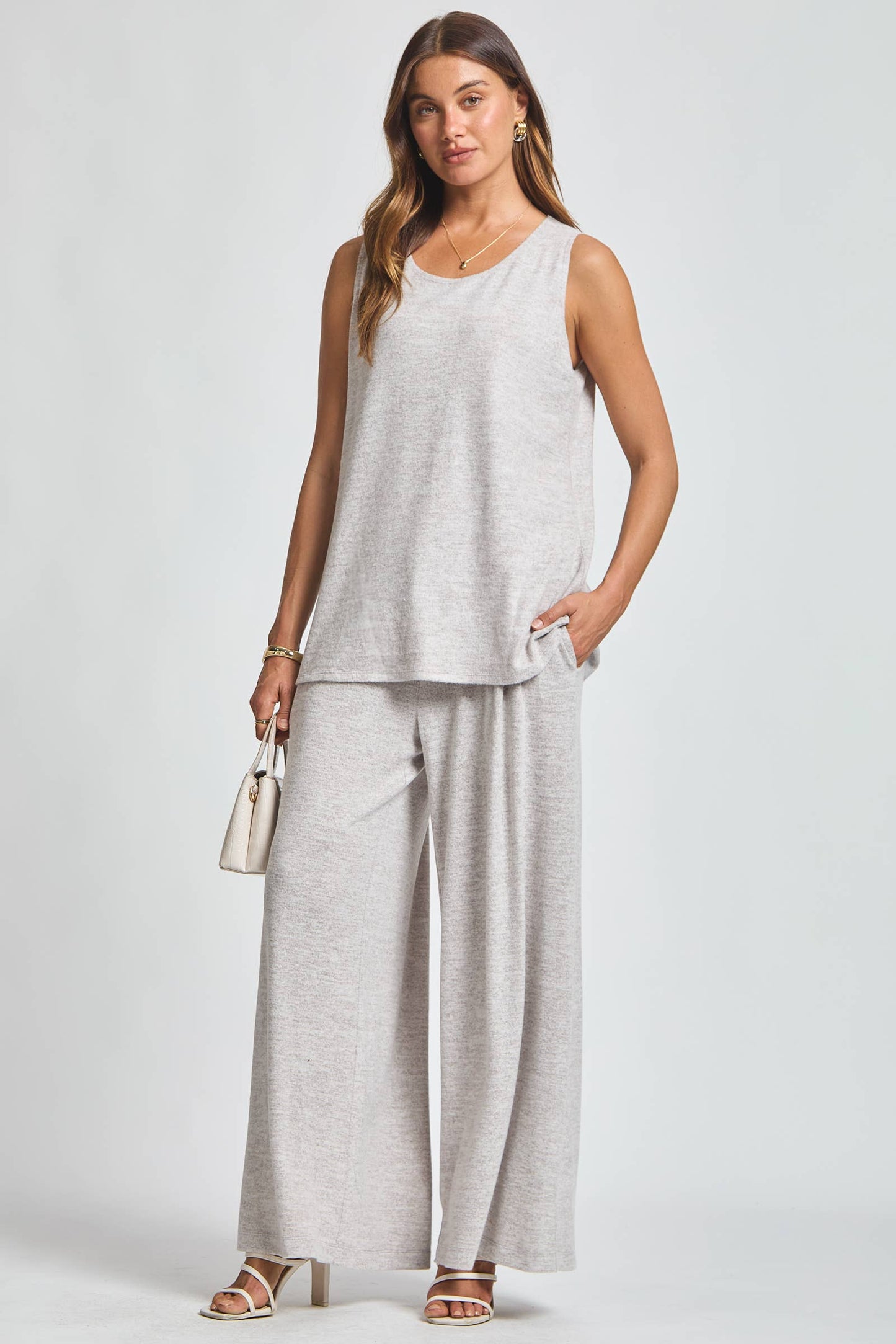 Soft Tank + Cardigan + Relaxed Pants Set