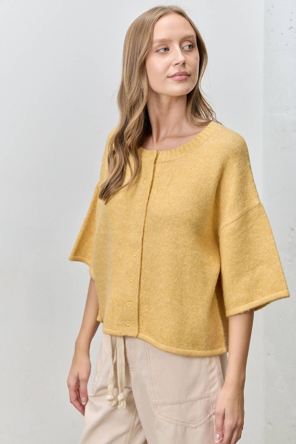 Short Sleeve Knit Cardigan