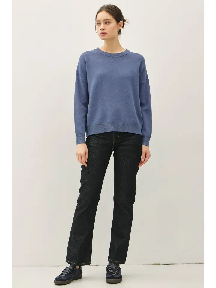 Crew Neck Boxy Fit Sweater | Teal