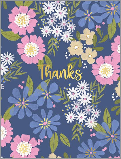 Thank You Card | Floral On Navy