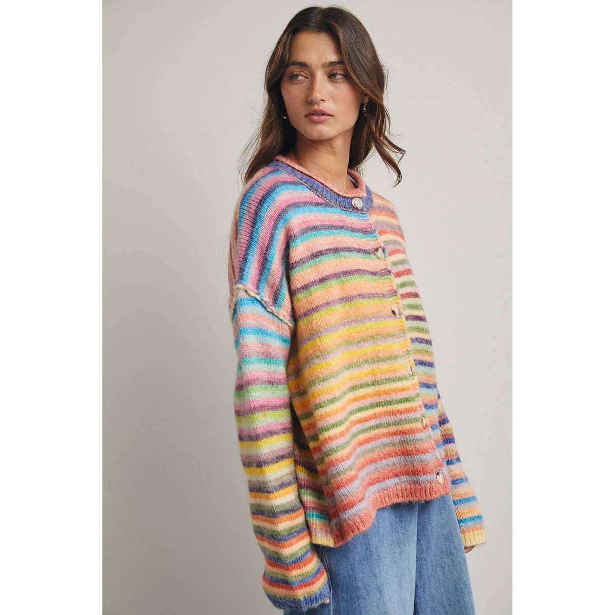 Rainbow Button Up Cardigan