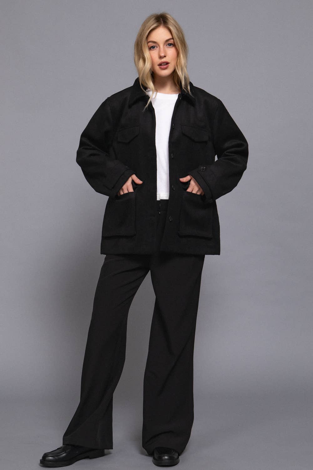 Felt Shacket | Black