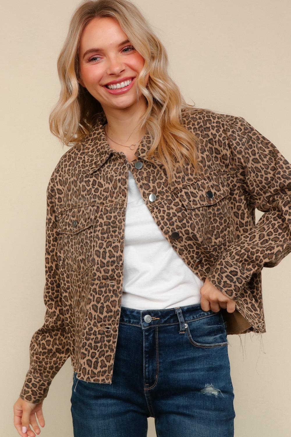 Leopard Print Loose Fit Jacket
