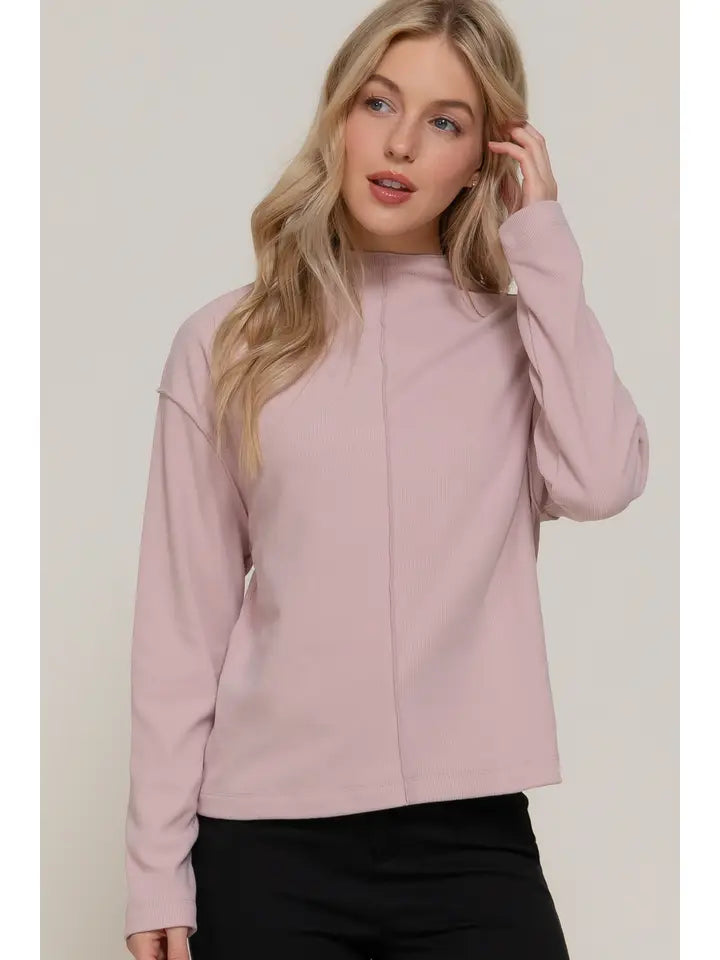 Front Seam Detail Brushed Rib Top