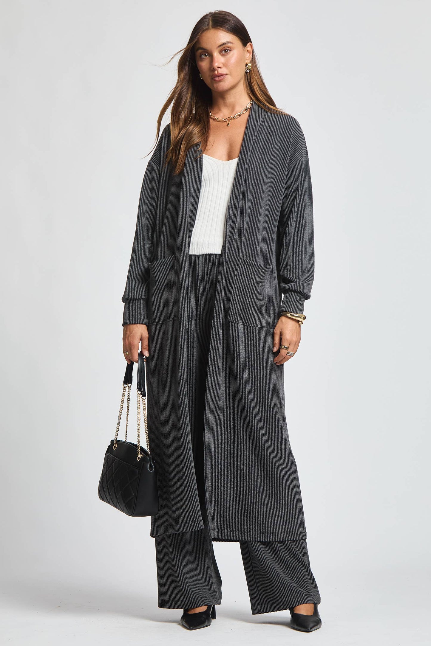 Longline Cardigan + Relaxed Pants Set