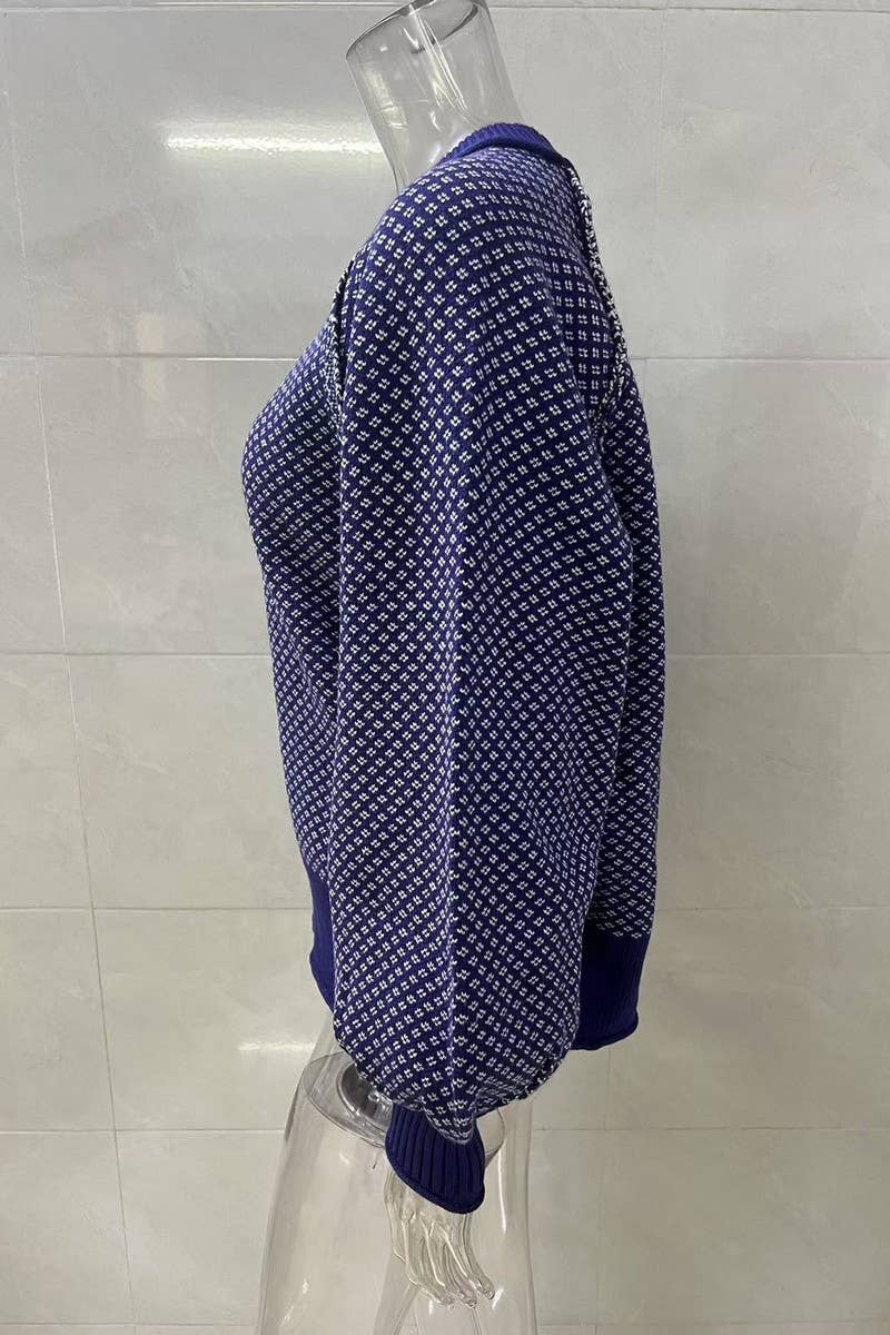 Jacquard Crew Neck Sweater