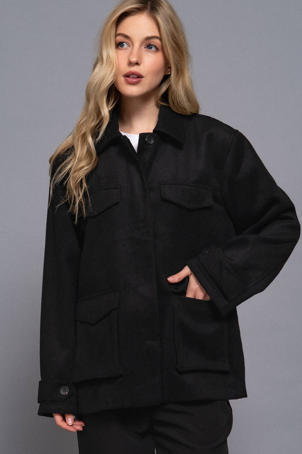 Felt Shacket | Black