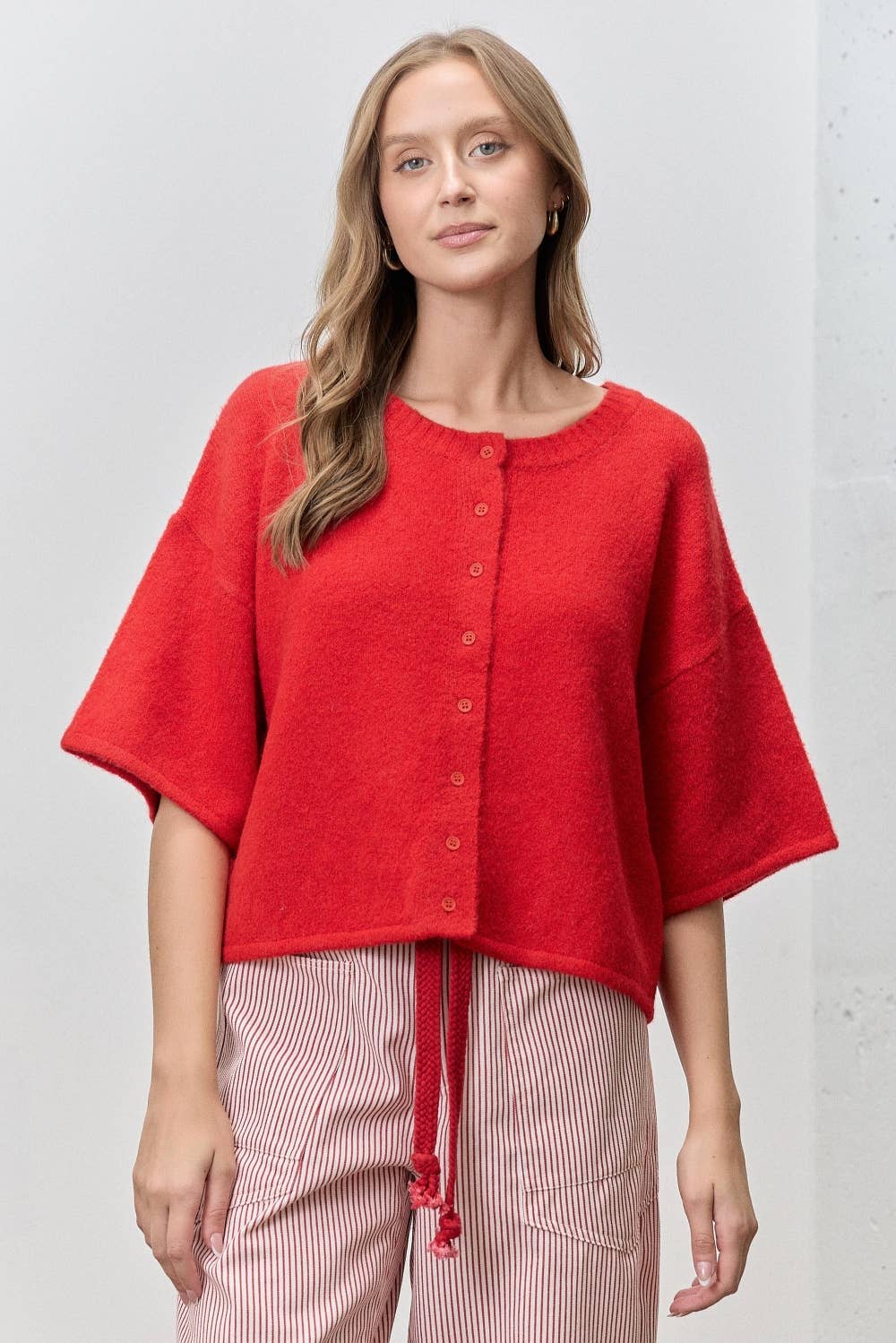 Short Sleeve Knit Cardigan
