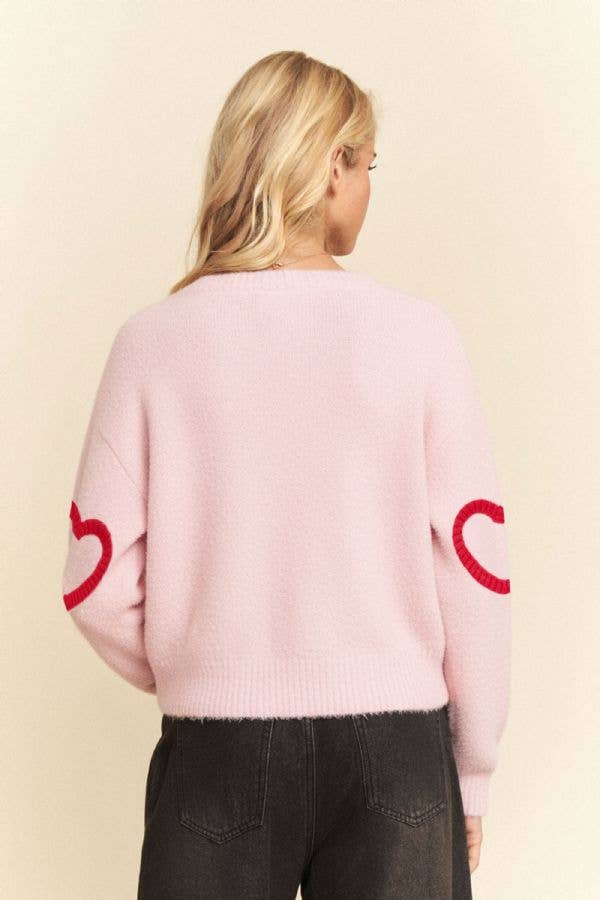 Fuzzy Heart Cardigan