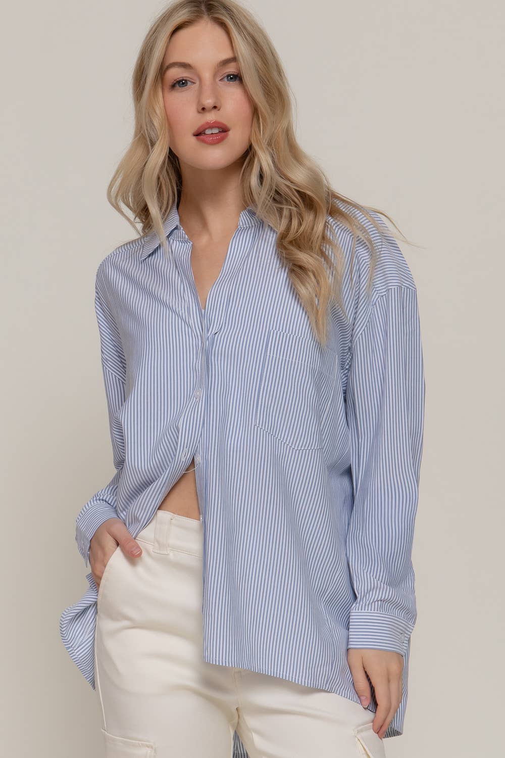 Dolman Sleeve Oversized Stripe Shirt