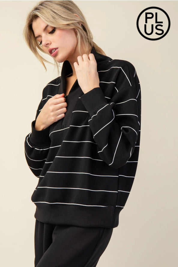 Stripe Quarter Zip Pullover