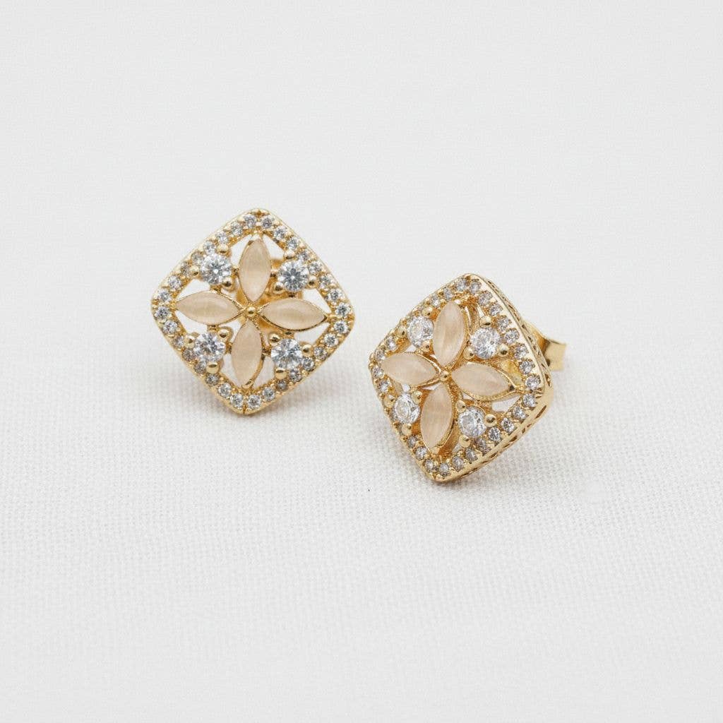 Floral Glass Cat Eye Earrings