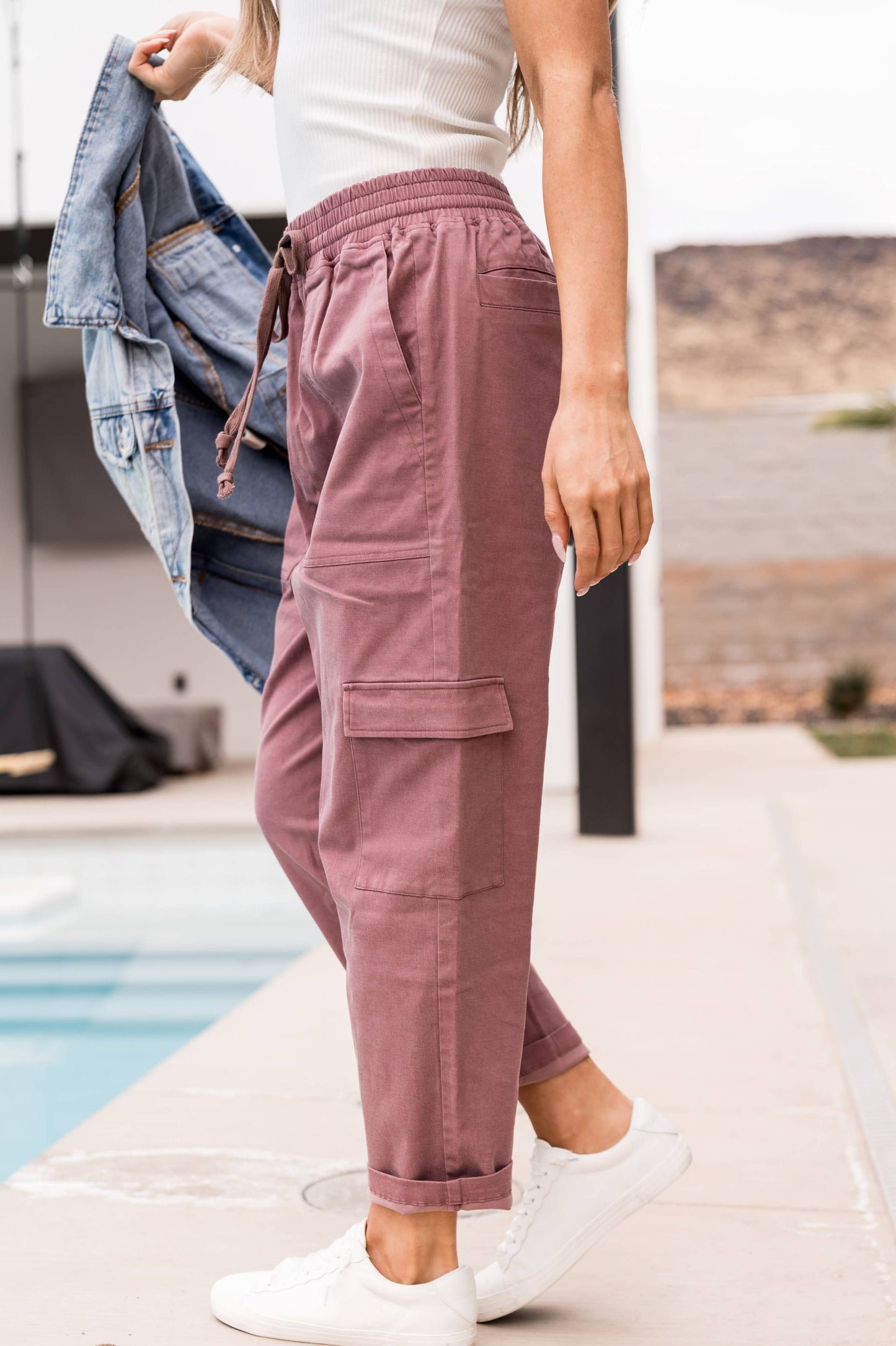 Cargo Crop Pants | Mauve