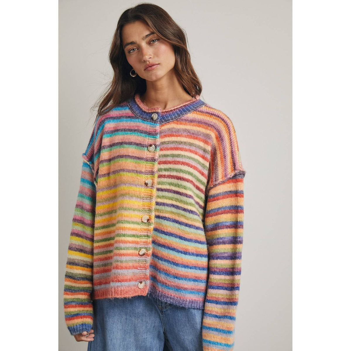 Rainbow Button Up Cardigan