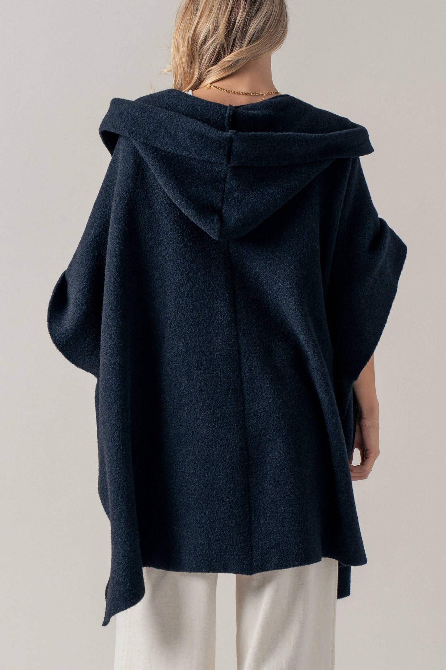 Oversized Hooded Knit Poncho | One Size