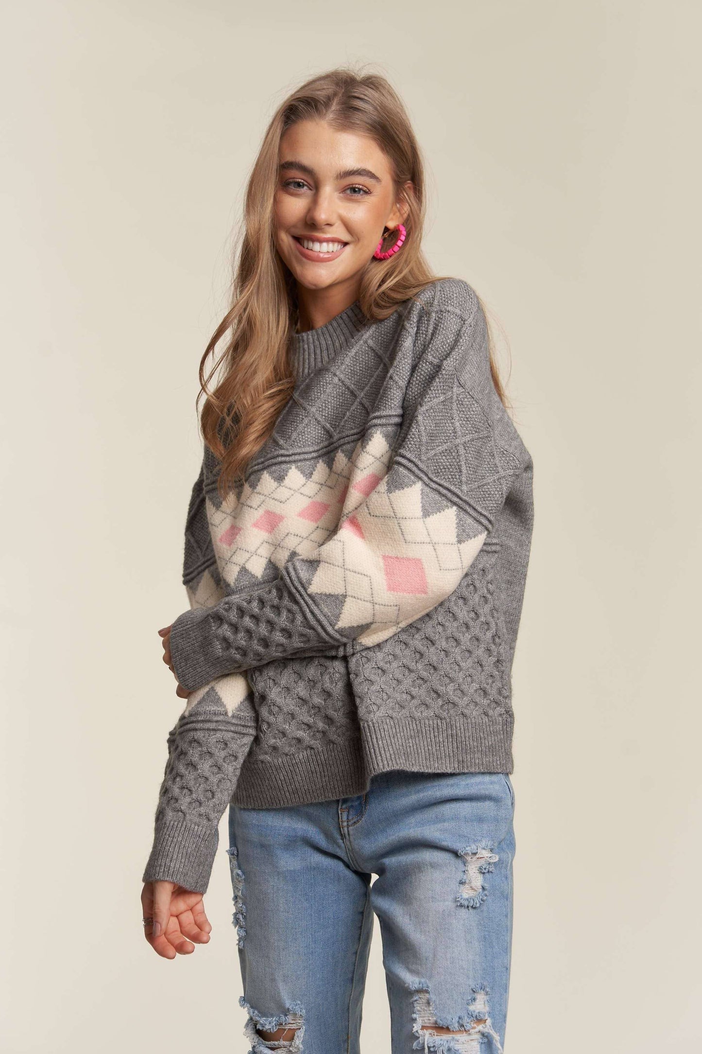 Waffle Textured Sweater