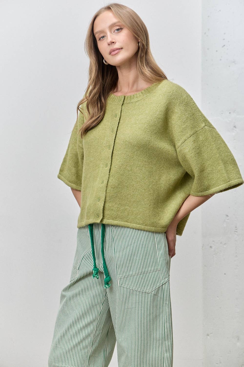 Short Sleeve Knit Cardigan