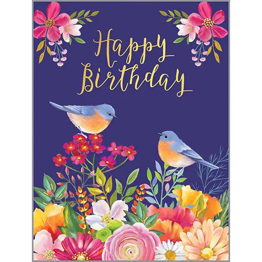 Birthday Card | Bluebirds & Flowers