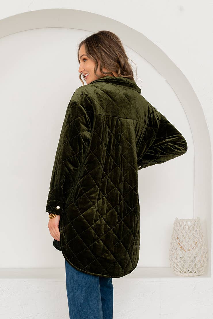 Oversized Velvet Quilted Jacket