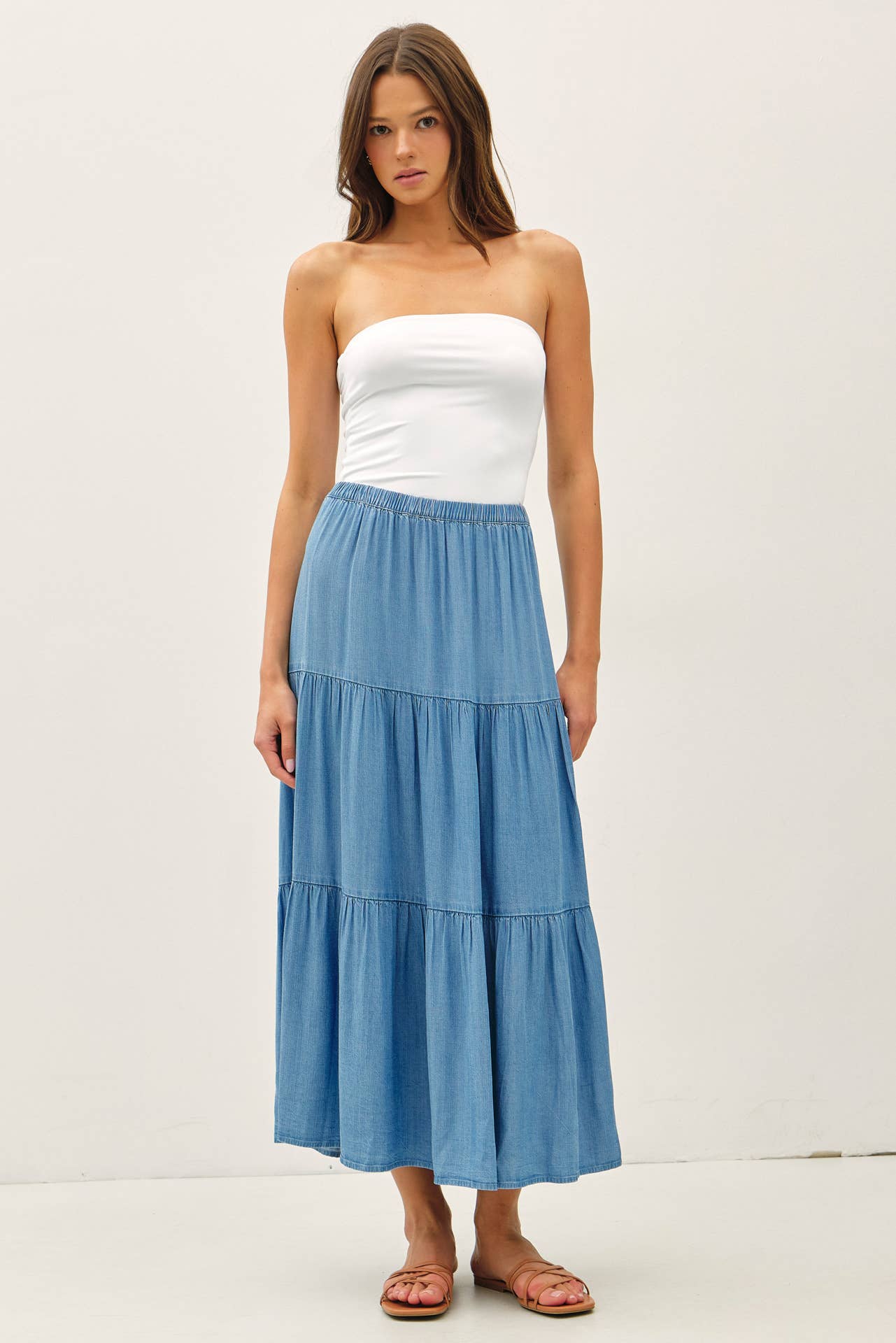 Tencel Tiered Maxi Skirt