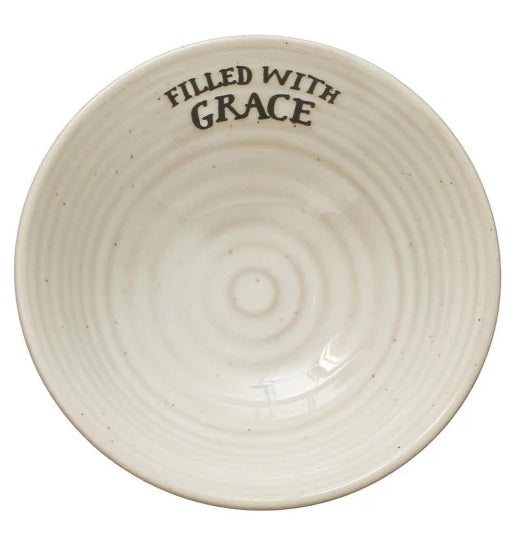 Stoneware Bowl with Stamped Saying