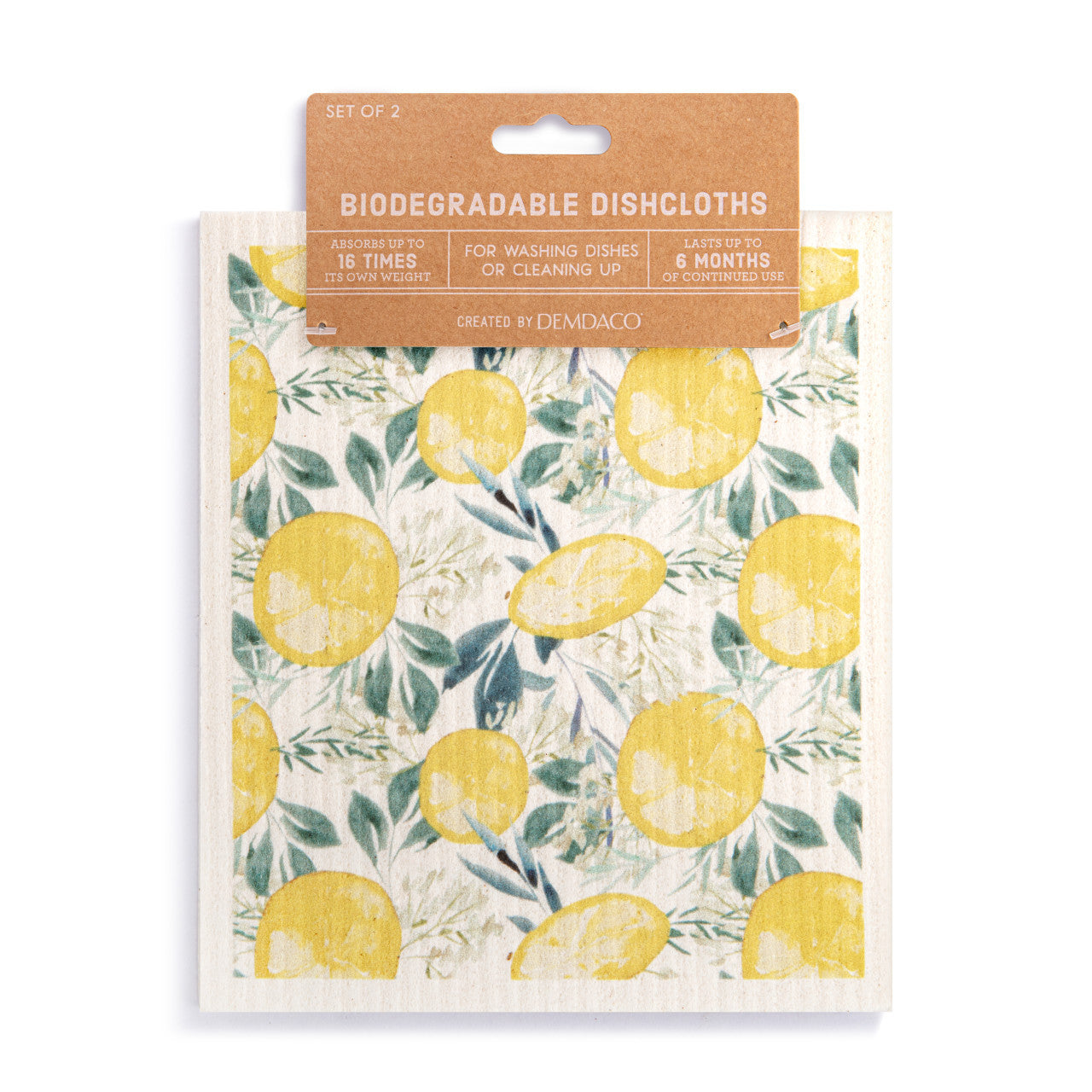 Biodegradable Dish Cloths Set of 2 | Lemons
