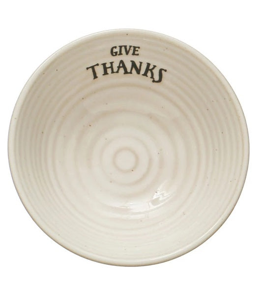 Stoneware Bowl with Stamped Saying