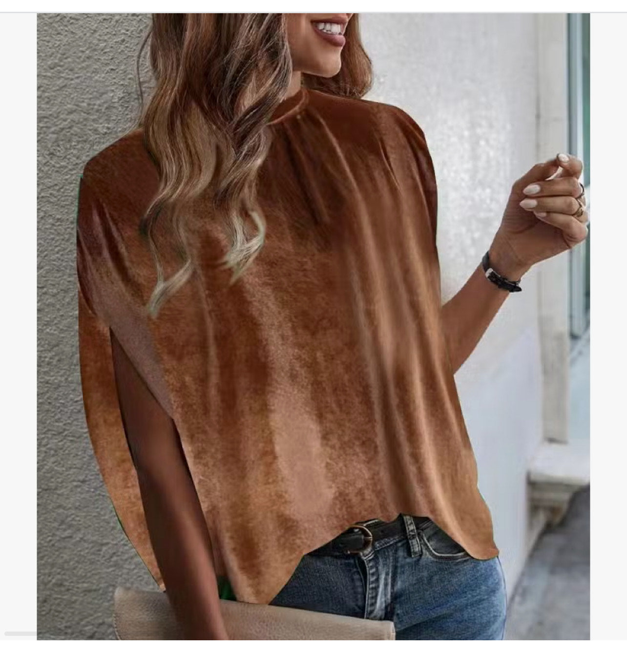 Velvet Tie Back Dolman Sleeve Blouse