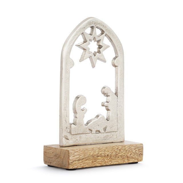 Metal and Wood Small Nativity Scene