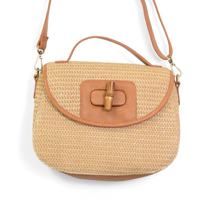 Straw Turnlock Crossbody