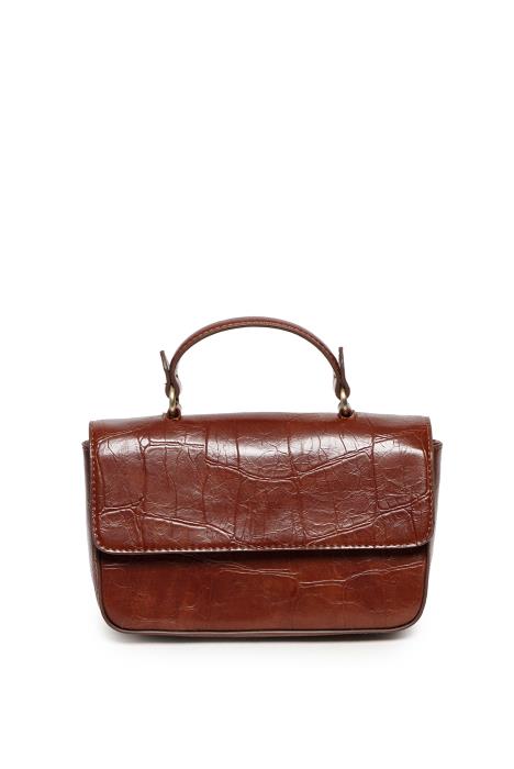 Wilma Faux Croc Mini Flap Top Handle Crossbody